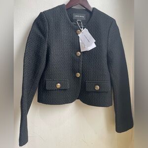 Urban Revivo Black Tweed Cropped Jacket Size S